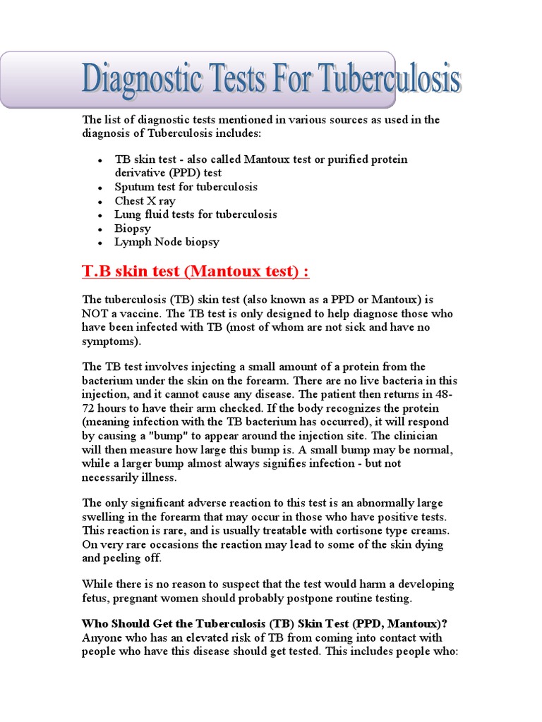 Diagnosis of Tuberculosis | PDF | Tuberculosis | Infection