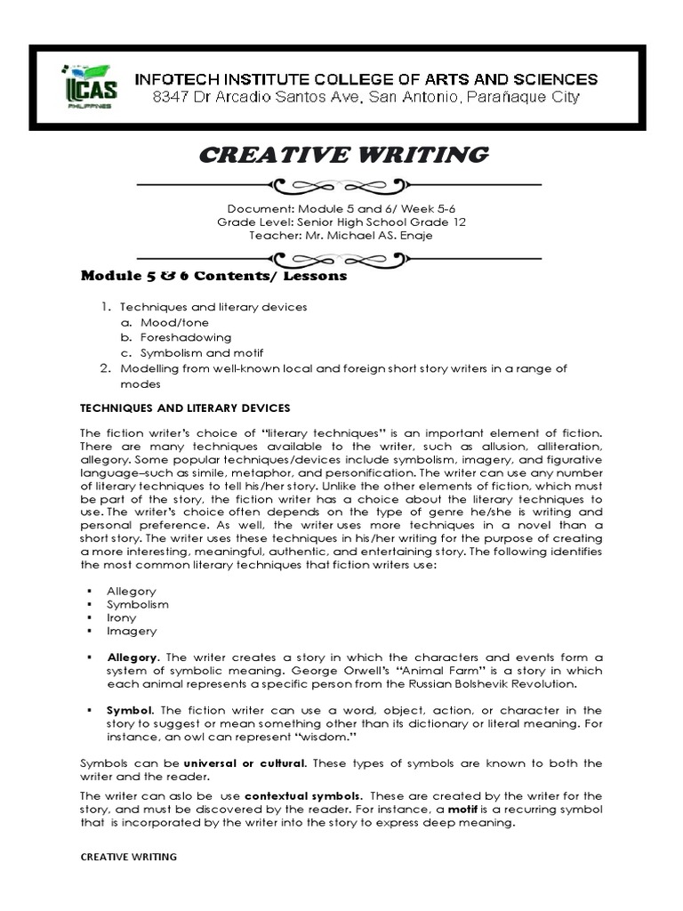 Literary Techniques in Creative Writing | PDF | Writers | Archetype
