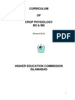 Curriculum OF Crop Physiology Bs & MS: (Revised 2012)