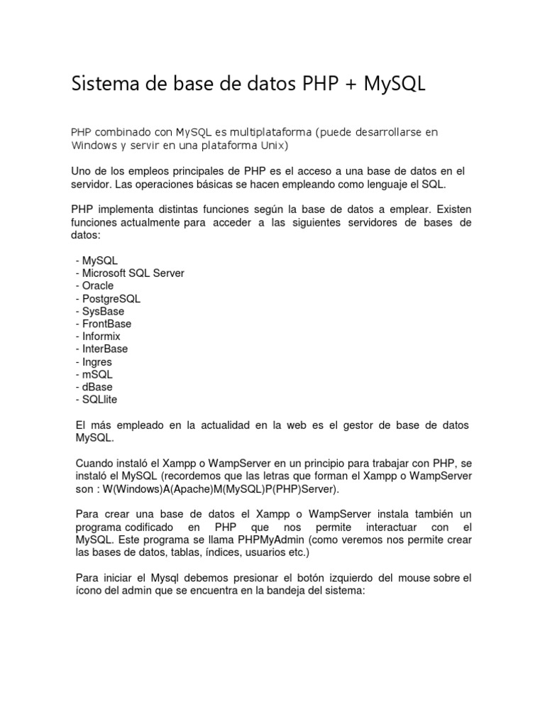 Crear Base de Datos | PDF | Php | Mi sql