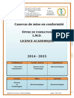 Canevas de Mise en Conformité O: L.M.D. Licence Academique