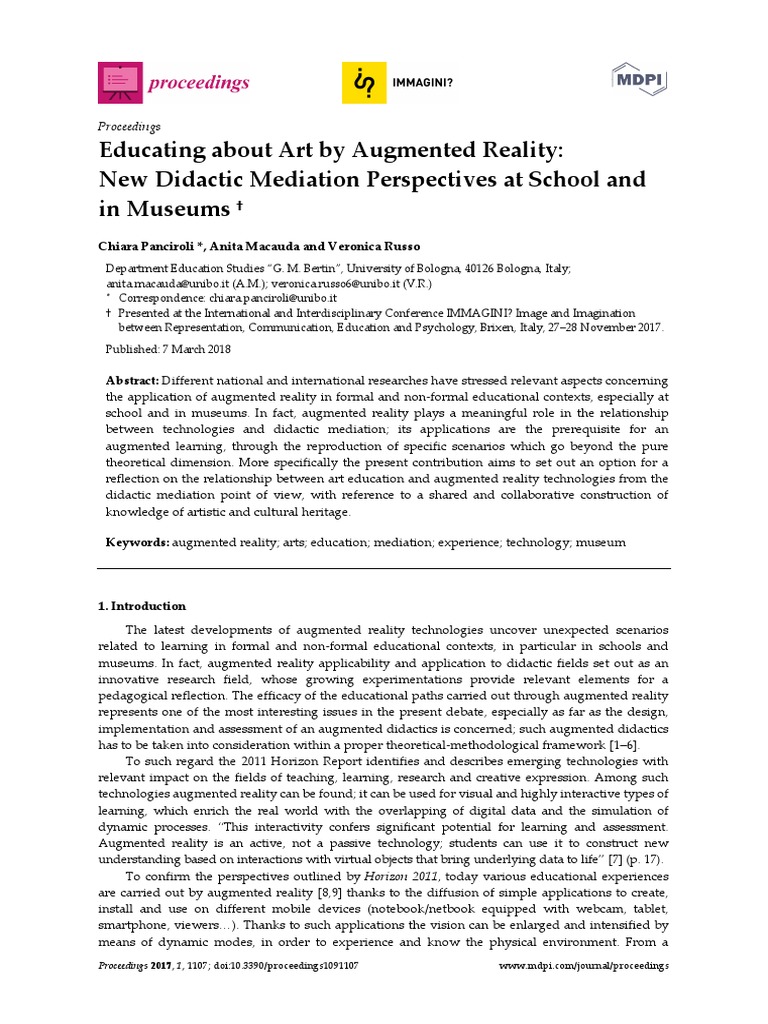 Educating About Art by Augmented Reality New Didac | PDF | Augmented ...