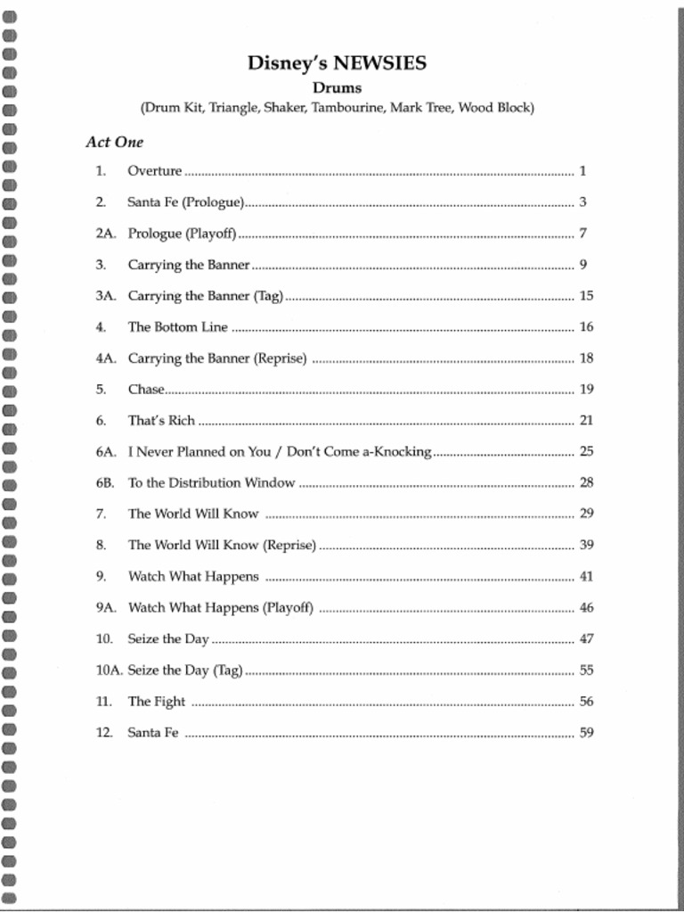 Newsies MTI Drums PDF