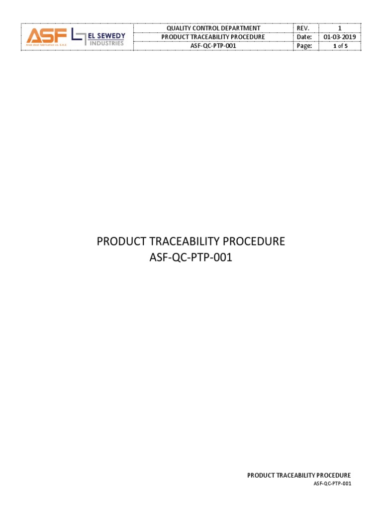 Material Traceability Procedure | PDF | Welding | Construction