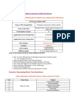 Dredging Corporation of India Recruitment Syllabus