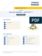 We Love Animals - ACTIVITY 1 : Answers