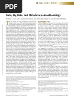 Data, Big Data, and Metadata in Anesthesiology