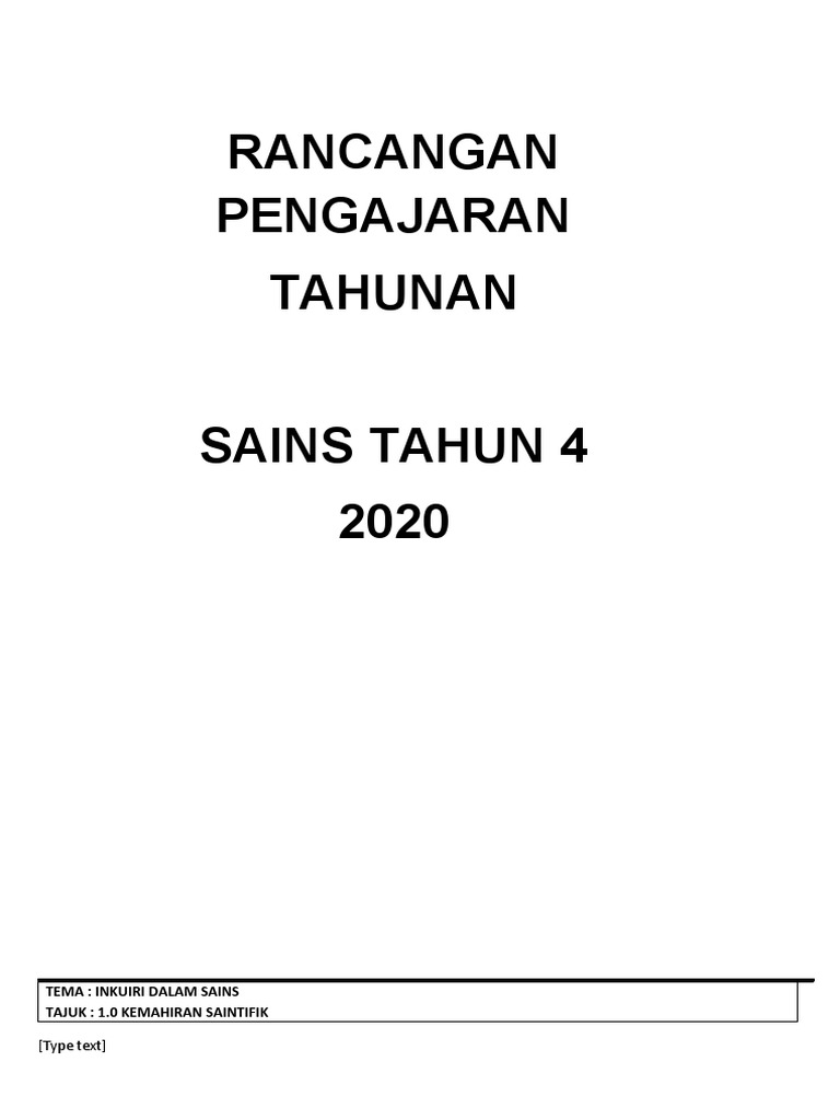 Rpt Sains Tahun 4 Pdf