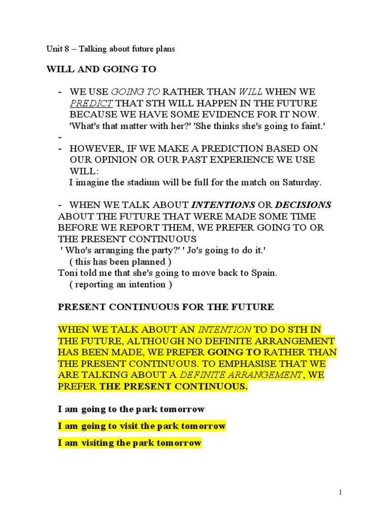Future Predictions and Plans | PDF | Question | Morphology