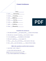 Present Continuous Tenses Exercises