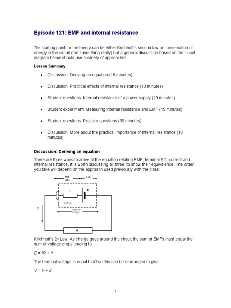 Understanding EMF and Internal Resistance | PDF | Voltage | High Voltage
