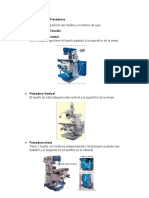 Clasificación de Las Fresadoras