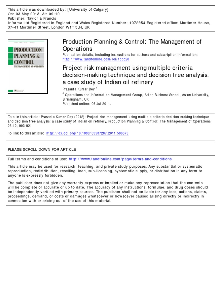 Project Risk Management Framework for Oil Refineries | PDF | Risk ...