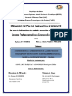 Licence Professionnelle en Sciences Economiques: Mémoire de Fin de Formation Présenté