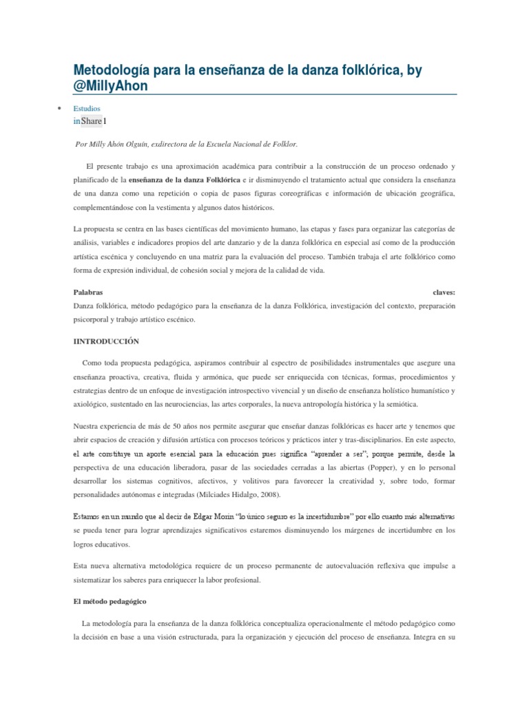 Metodologia para La Ensenanza de La Danza Folklorica | PDF | Bailes ...