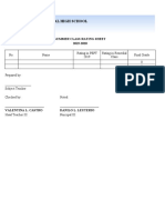 Parang National High School: Summer Class Rating Sheet 2019-2020