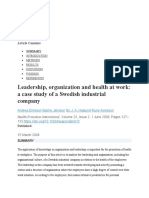 Leadership, Organization and Health at Work, A Case Study of A Swedish Industrial