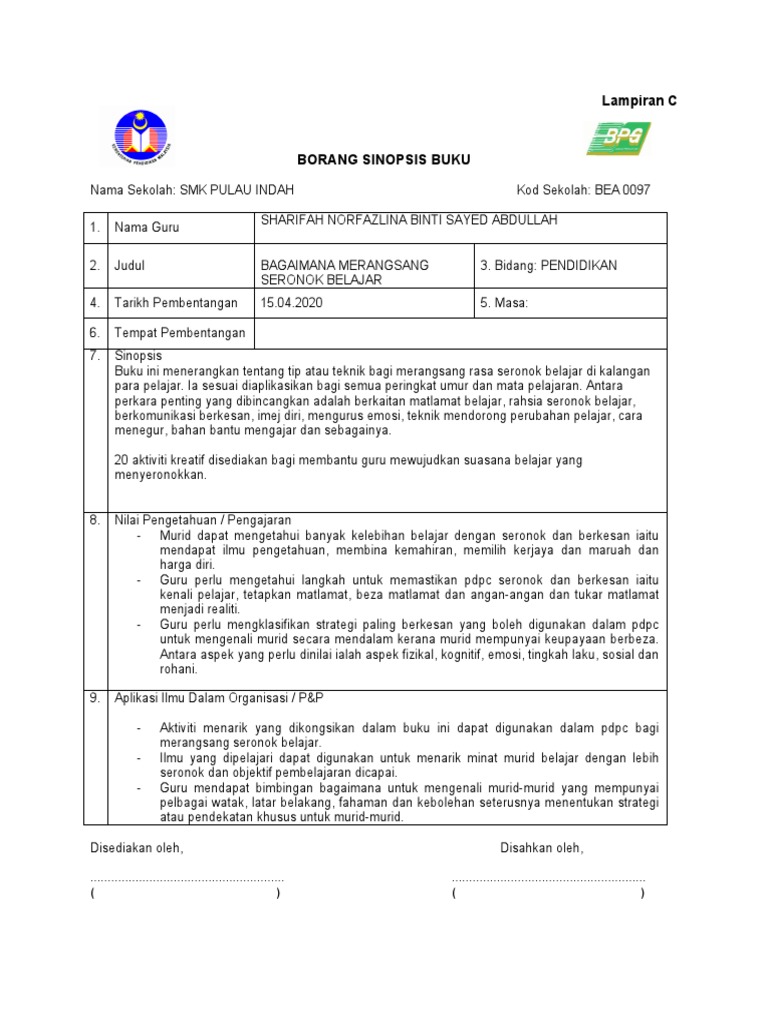 Sinopsis Bagaiman Merangsang Seronok Belajar  PDF