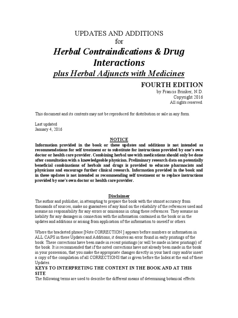 Herbal Contraindications Updates PDF Chemotherapy Medical Specialties