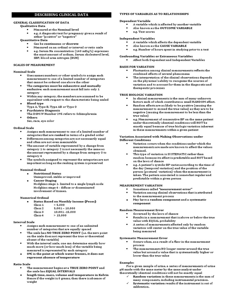 Clinical Data Measurement and Variation | PDF | Accuracy And Precision ...