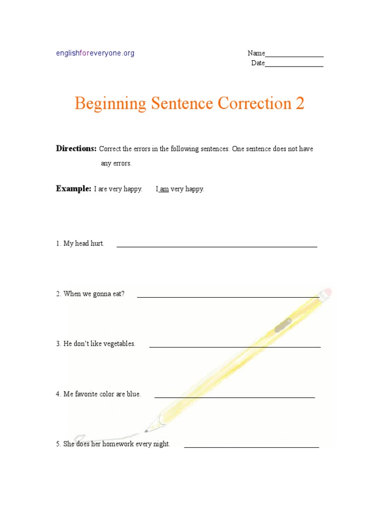 Beginning Sentence Correction 2 | PDF | Self-Improvement