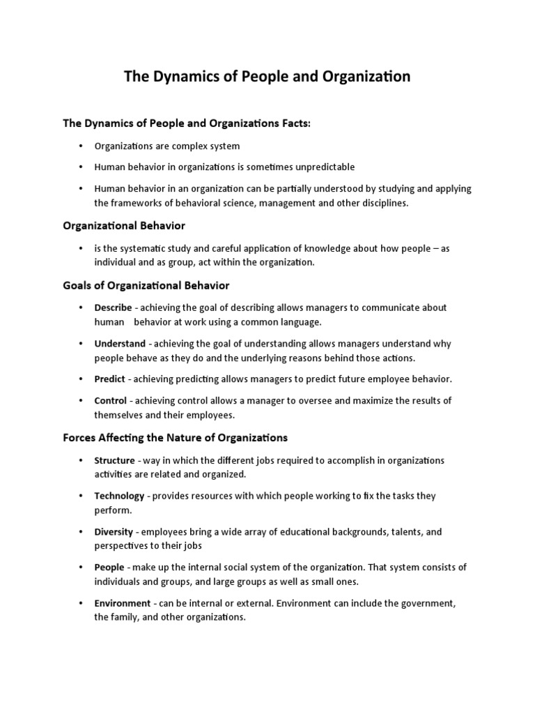 Understanding Organizational Behavior Dynamics | PDF