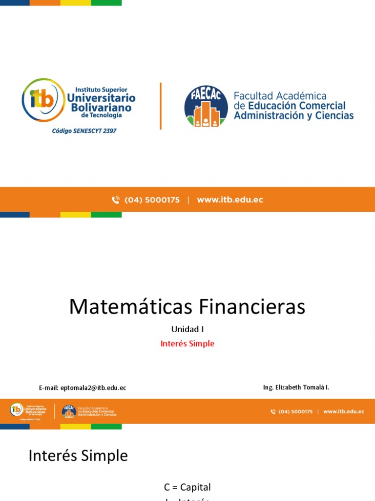 Unidad 1 - Matemática Financiera PDF | PDF | Interés | Finanzas Matemáticas