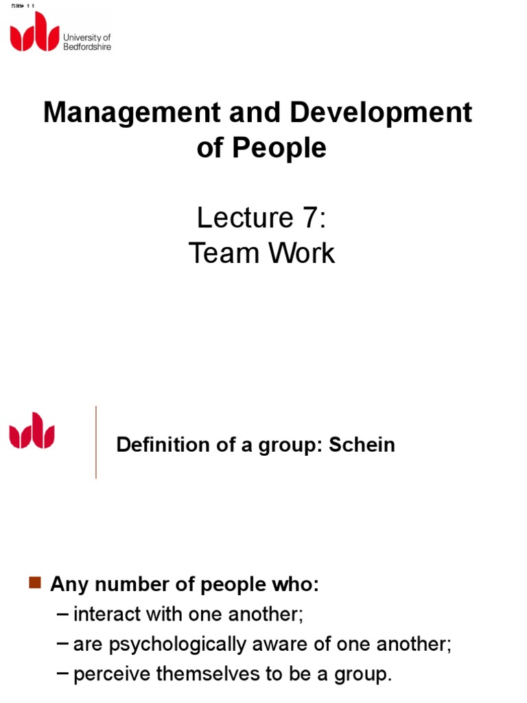 Management and Development of People: Team Work | PDF | Social Group ...