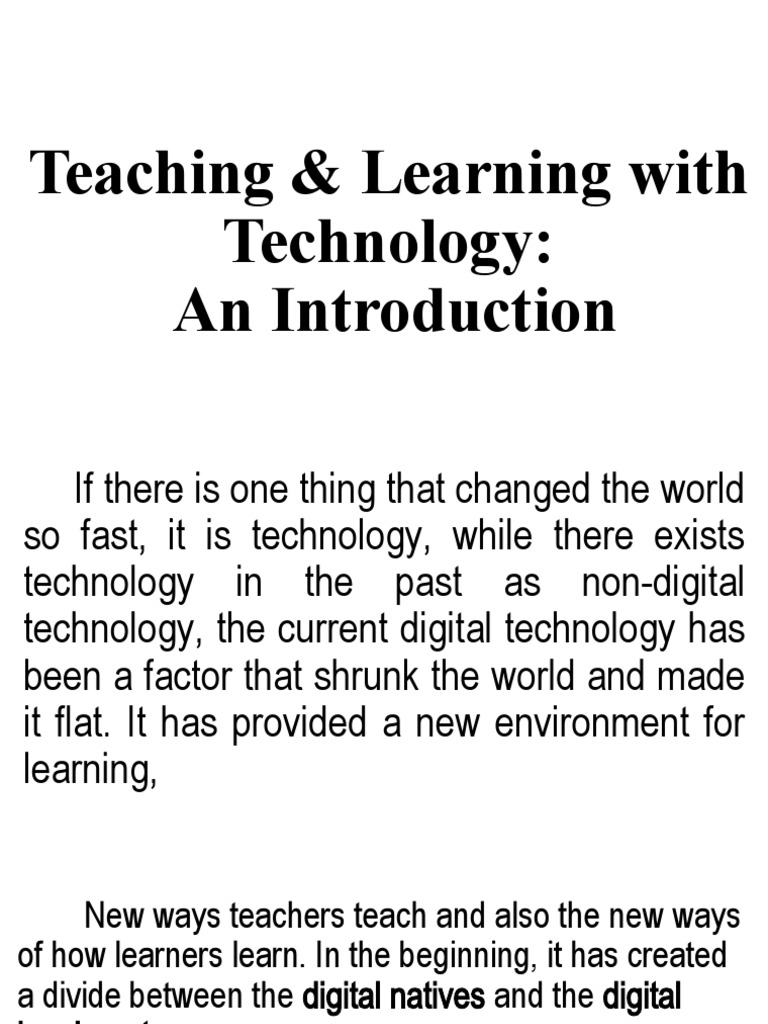 Technology in Teaching and Learning | PDF | Educational Technology ...