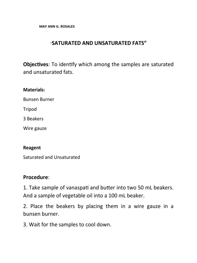 Saturated and Unsaturated 1 | PDF | Saturated Fat | Diet & Nutrition