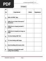 Index: Sr. No - Experiment Dates Signatures