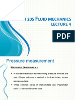 MI 205 FLUID MECHANICS LECTURE 4: PRESSURE MEASUREMENT TECHNIQUES (LESS THAN 40 CHARACTERS