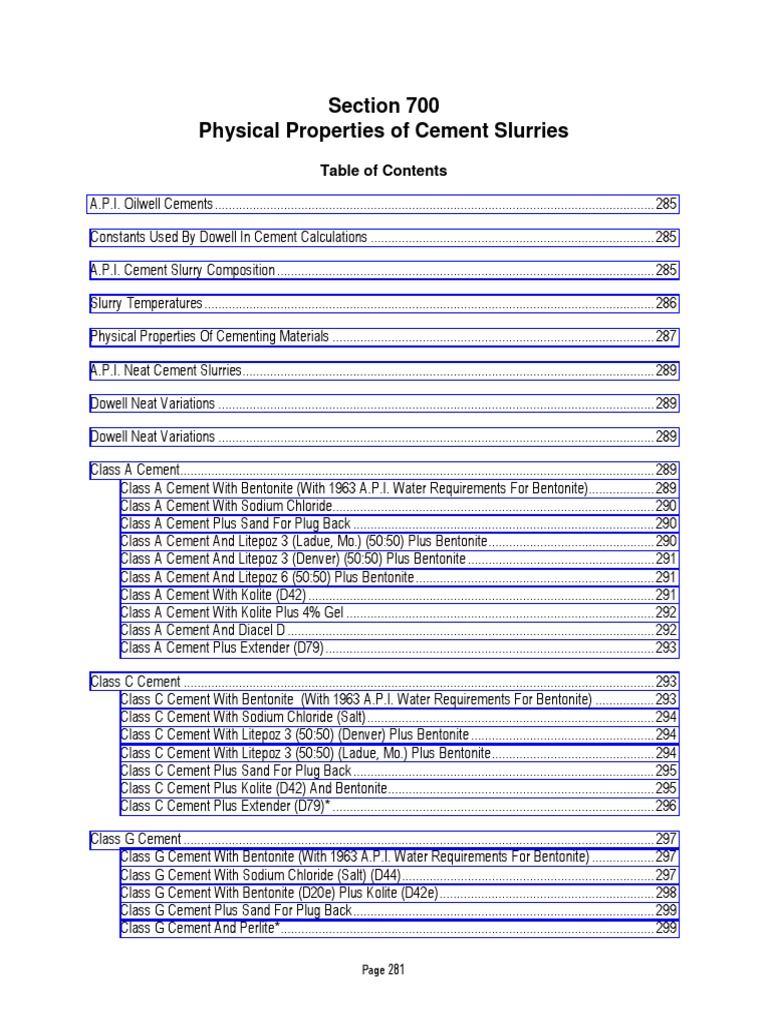Section 700 Physical Properties of Cement Slurries | PDF | Gallon | Density