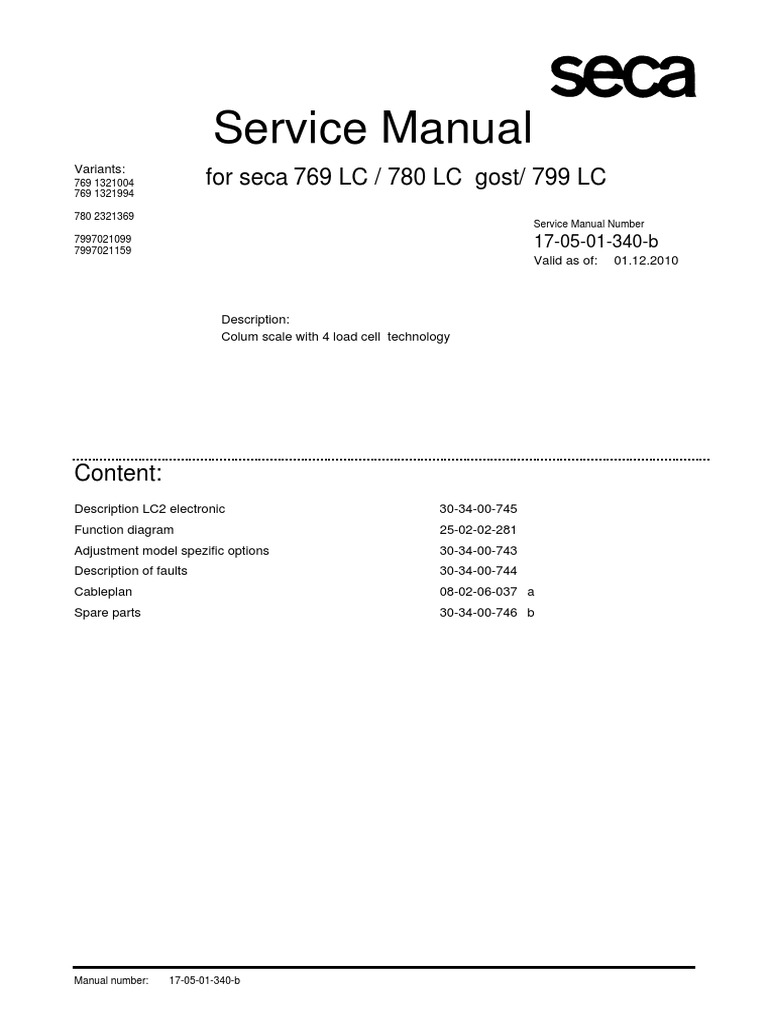 Service Manual: For Seca 769 LC / 780 LC Gost/ 799 LC | PDF | Flash ...