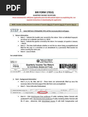 1701Q (Quarterly Income Tax Return - Deadline May, August, and November 15)