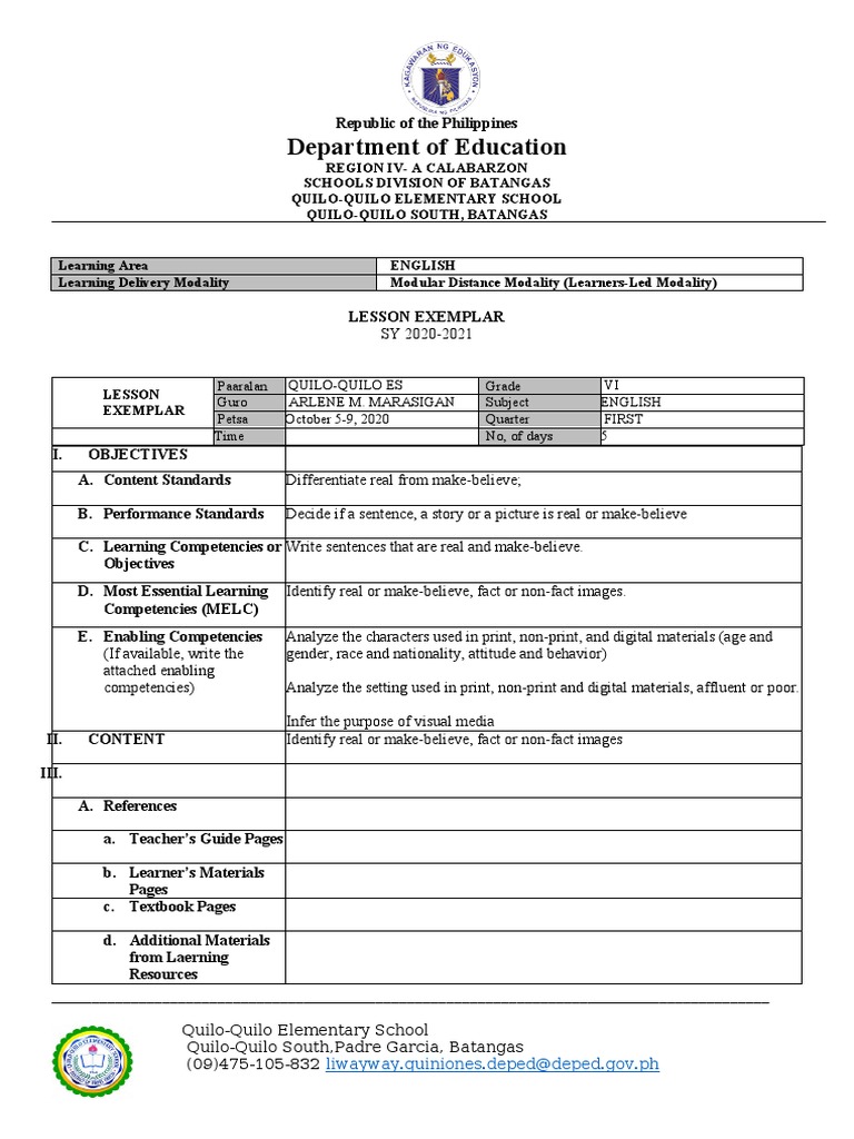 Eng6 Q1 W1 Teaching Learning