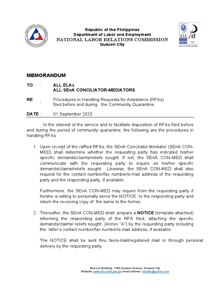 SEnA RFA Handling Procedures | PDF | Mediation | Common Law