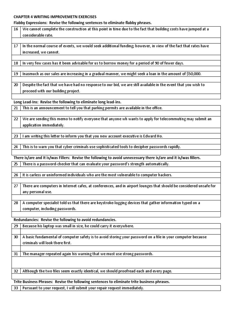 Chapter 4 Writing Improvemetn Exercises | PDF | Password | Government