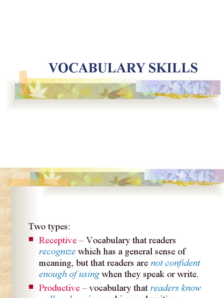 Vocabulary Skills for Reading Success | PDF | Vocabulary | Reading ...