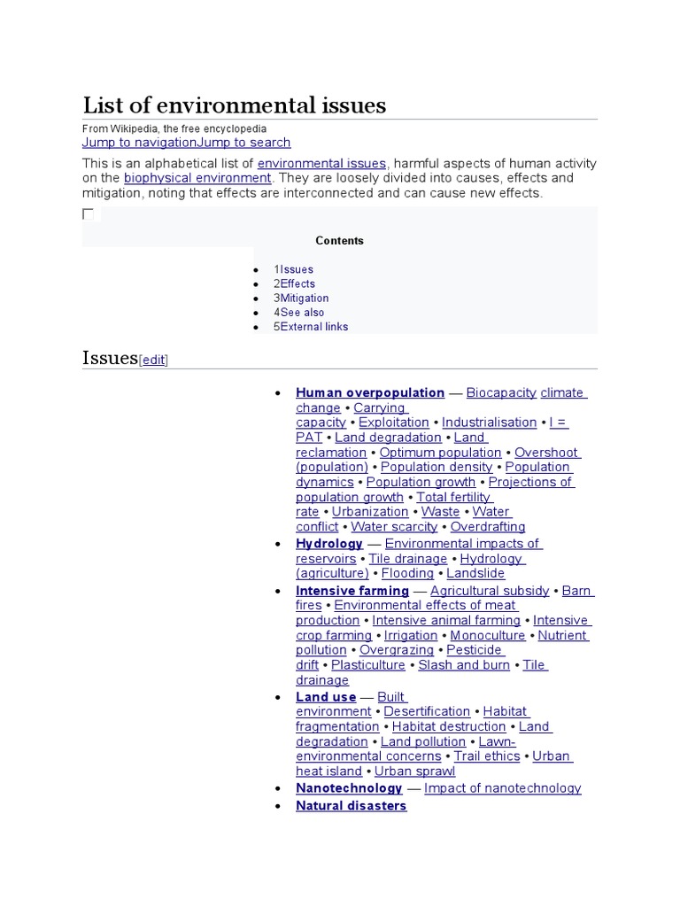 A Comprehensive Overview of Environmental Issues Causes, Effects and
