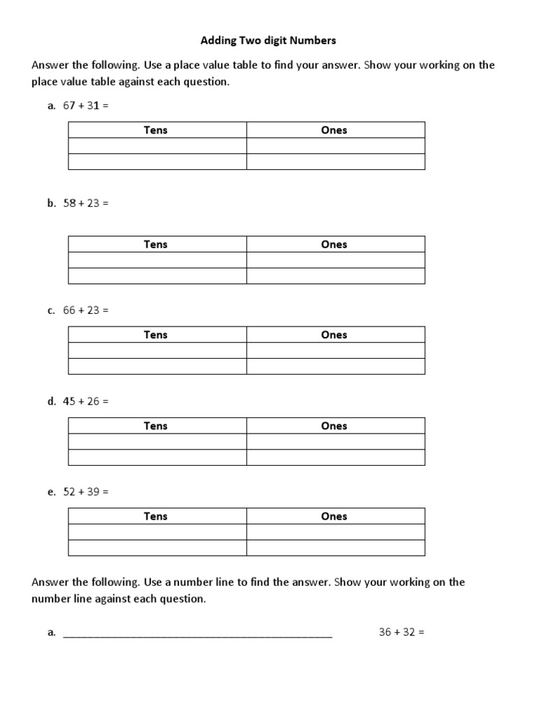 Adding Two Digit Numbers | PDF