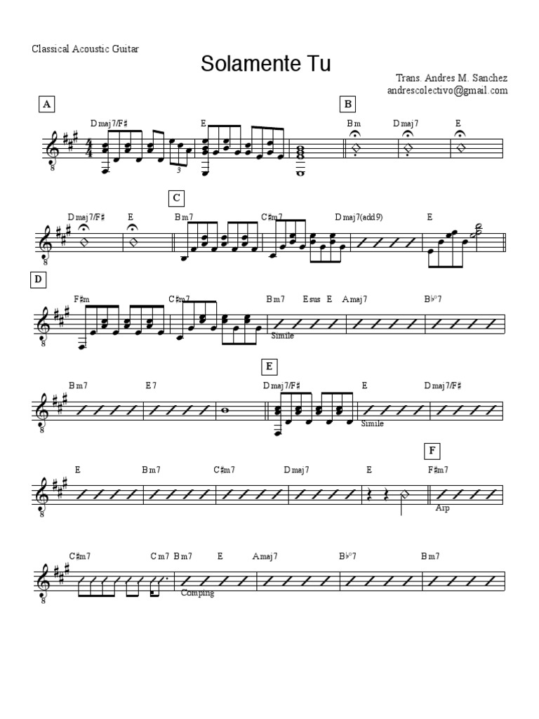 Solamente Tu - Guitarra PDF | PDF