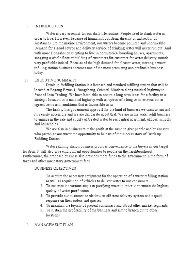 Water Refilling Station Business Proposal Pdf Marketing Water
