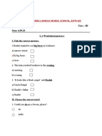 Subject: English Class: III Date: 6.09.20 L-2 Worksheet (Answers) I. Tick The Correct Answers