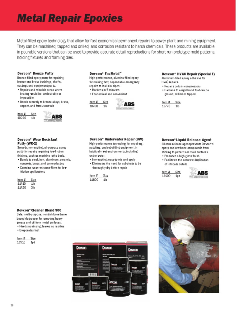 Metal Repair Epoxies Devcon Bronze Putty Devcon Fasmetal Devcon Hvac