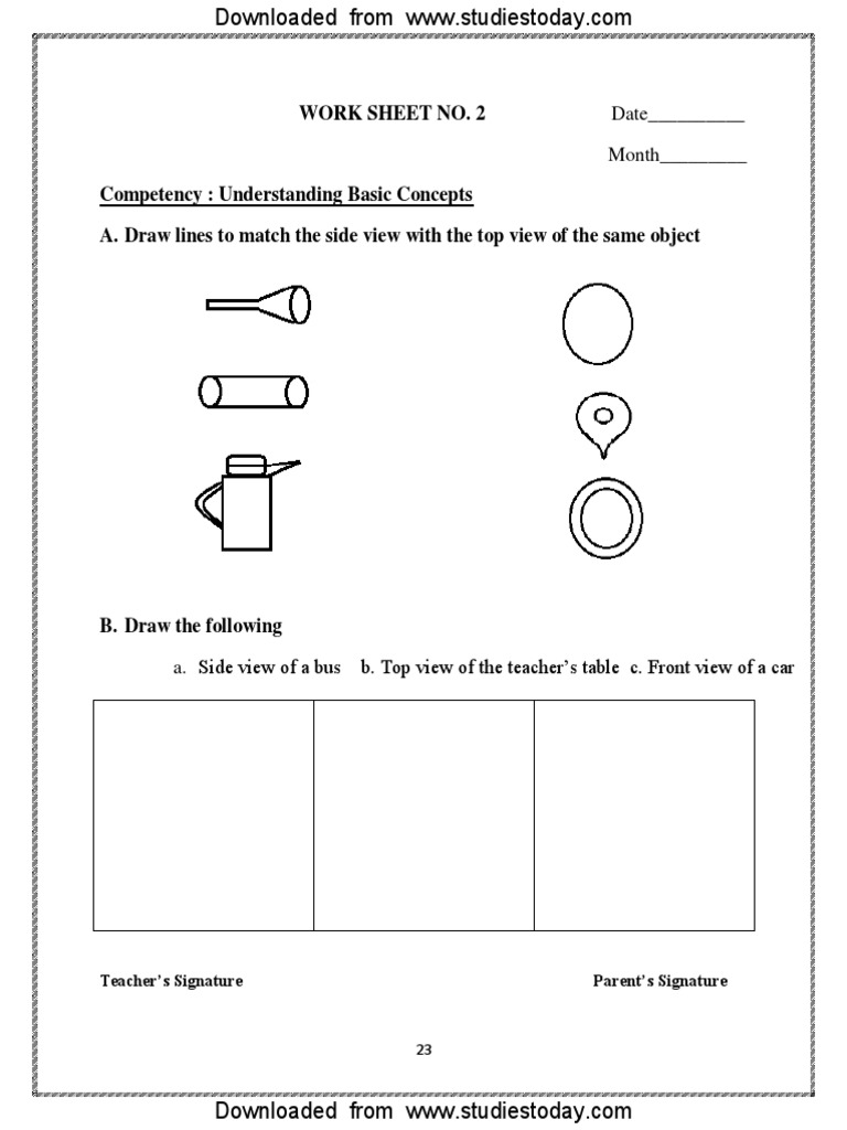 CBSE Class 4 Maths Revision Worksheet (45) The Way The World Looks