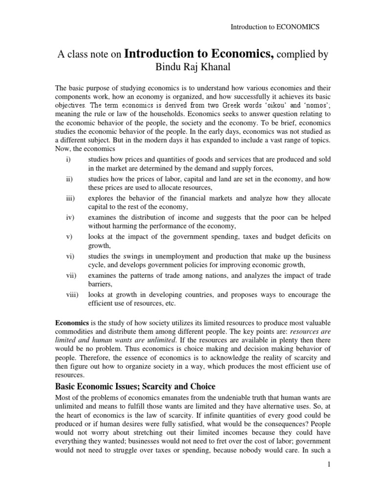 Introduction to Economics Guide | PDF | Microeconomics | Economic ...