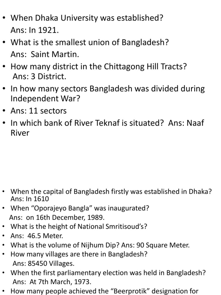 General Knowledge for Bangladesh Admissions | PDF | Bangladesh | Dhaka