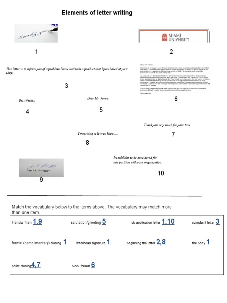 Task 1 Elements Of Letter Writing PDF