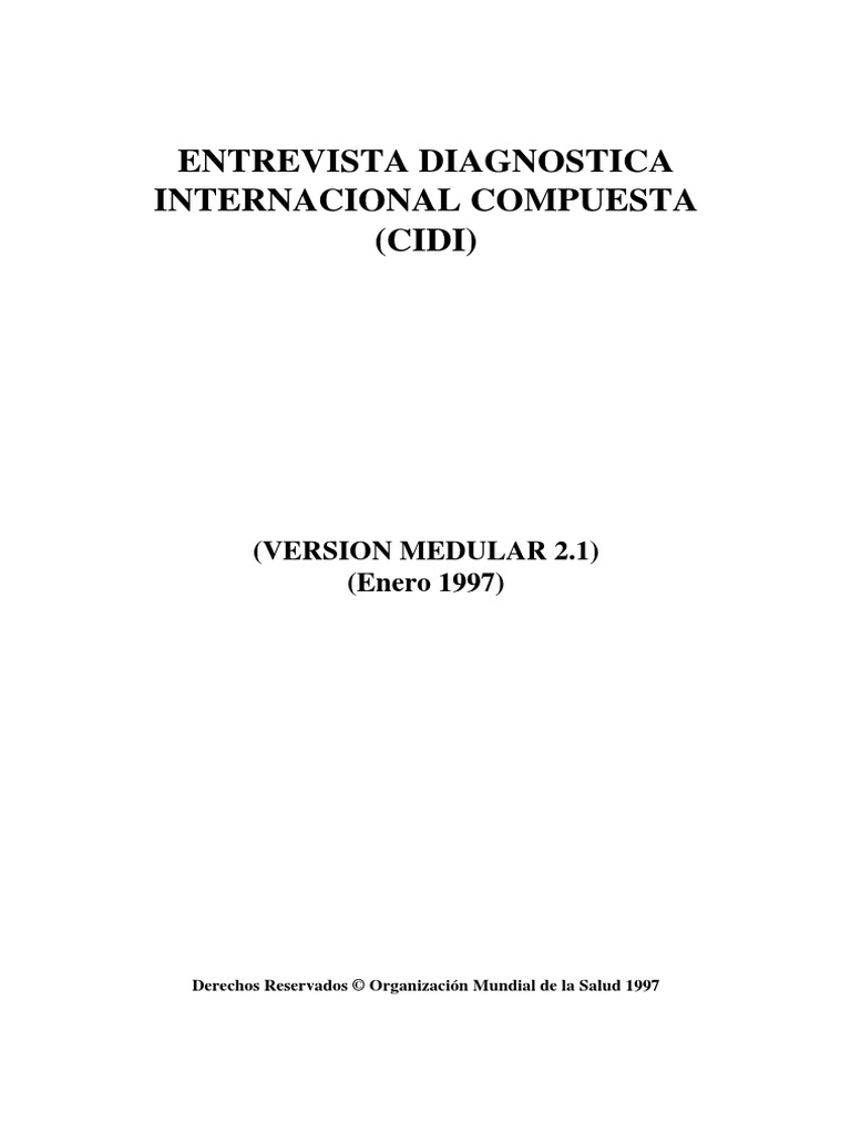 Cidi Sf Interview , THE COMPOSITE INTERNATIONAL DIAGNOSTIC INTERVIEW ...